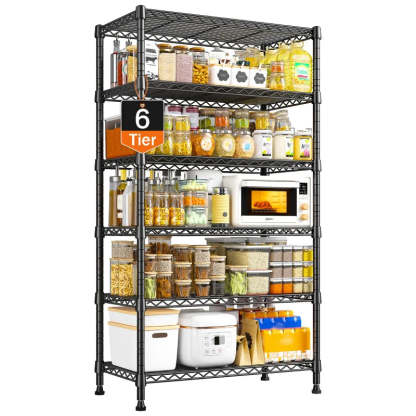 21.5"W Metal Wire Rack, 6-Tier Adjusatble, 1000lbs Wire Shelving Units
