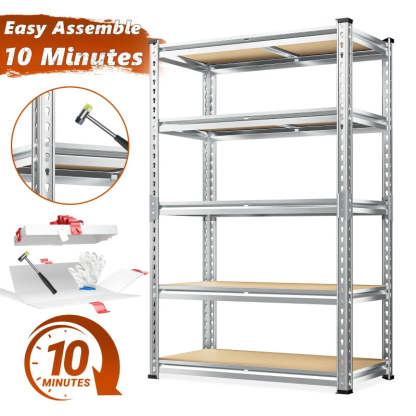 35.5"W Garage Shelving, 5-Tier Adjustable Metal Shelves, Storage Rack