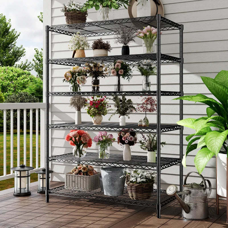 35.5"W Wire Storage Shelves, 6-Tier Adjustable Outdoor Metal Shelves