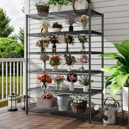 35.5"W Wire Storage Shelves, 6-Tier Adjustable Outdoor Metal Shelves