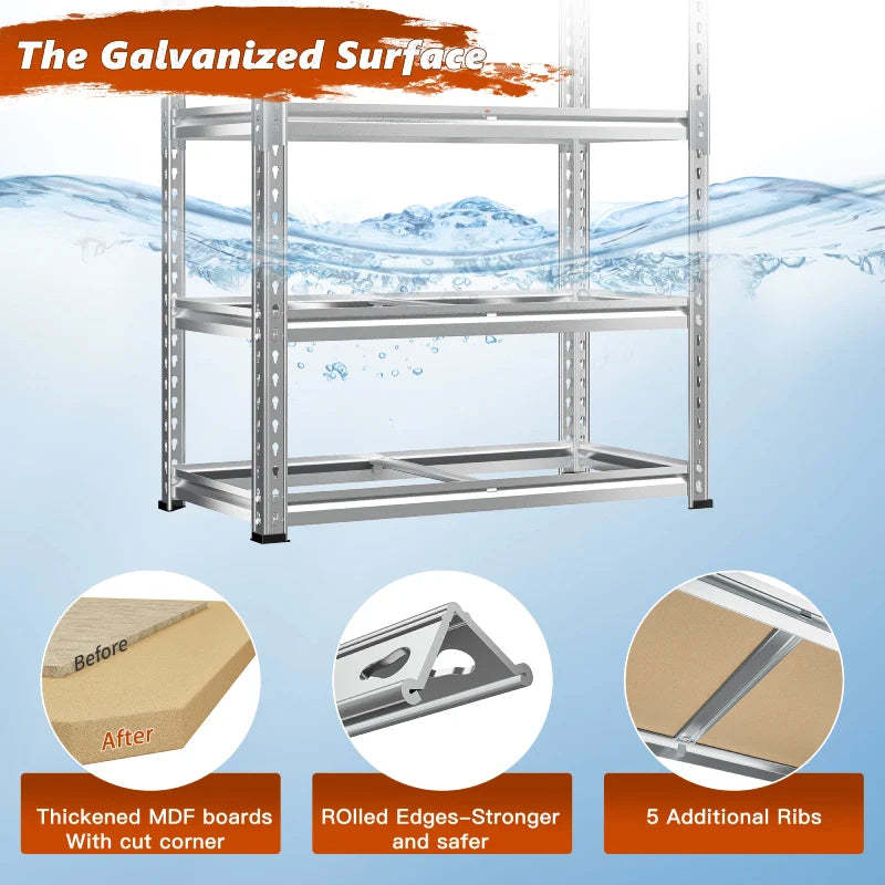 35.5"W Garage Shelving, 5-Tier Adjustable Metal Shelves, Storage Rack