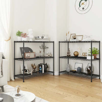 3-Shlef Metal Shelves, Adjustable Steel Wire Shelving Units, Storage Rack