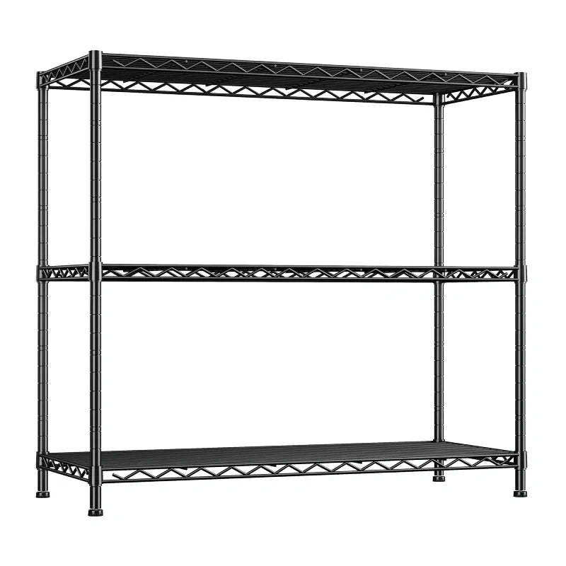 3-Shlef Metal Shelves, Adjustable Steel Wire Shelving Units, Storage Rack