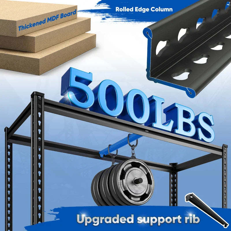 40”W Storage Shelves, Heavy Duty Garage Shelving Load 2,500lbs