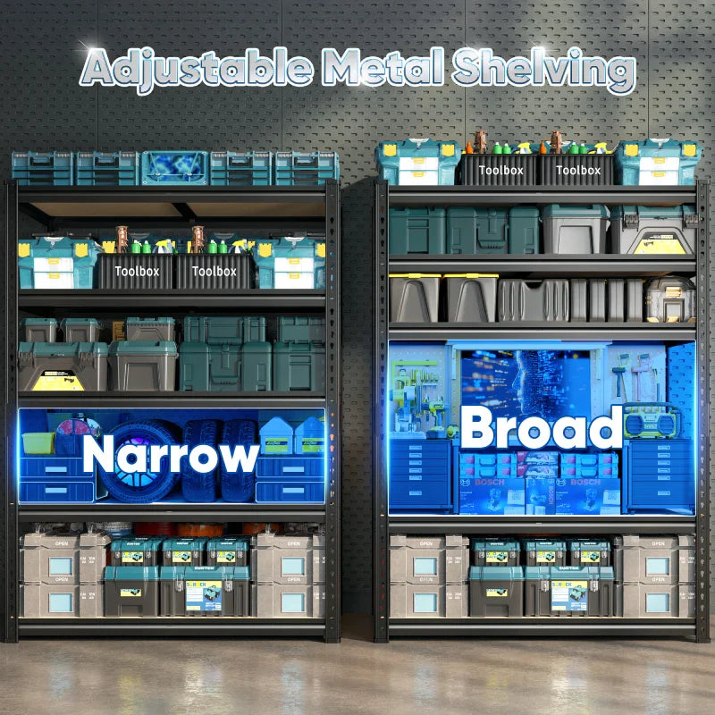 40”W Storage Shelves, Heavy Duty Garage Shelving Load 2,500lbs