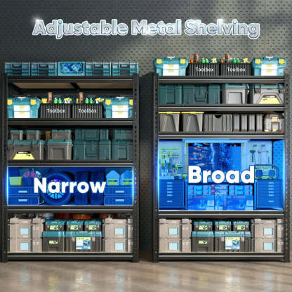 40”W Storage Shelves, Heavy Duty Garage Shelving Load 2,500lbs