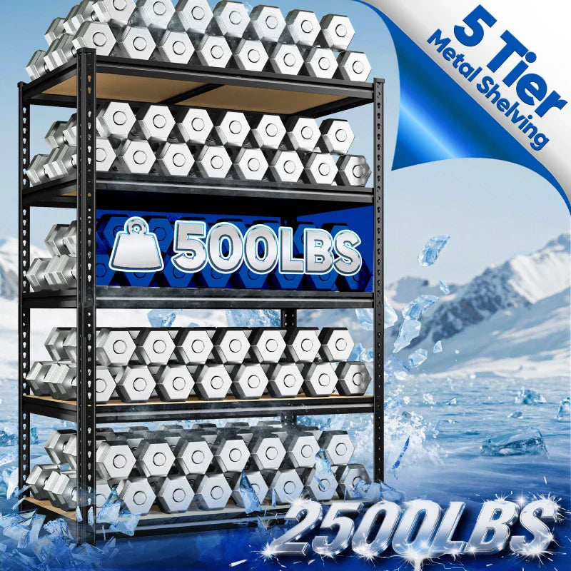 40”W Storage Shelves, Heavy Duty Garage Shelving Load 2,500lbs