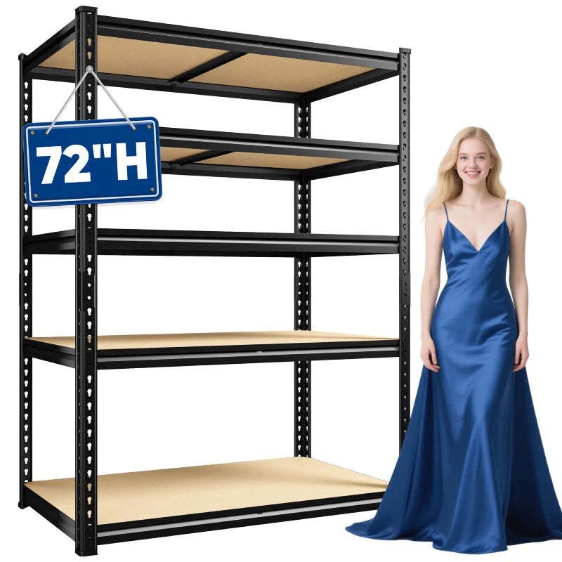 Reibii 40”W Storage Shelves, Heavy Duty Garage Shelving Load 2,500lbs , Metal Shelves for Pantry Kitchen Basement Closet