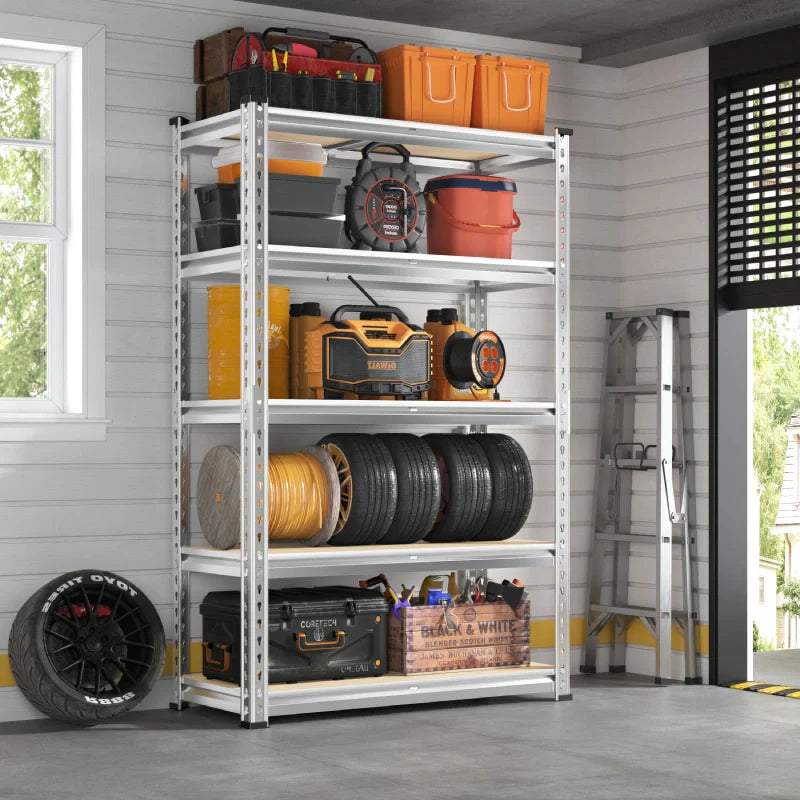 35.5"W Garage Shelving, 5-Tier Adjustable Metal Shelves, Storage Rack