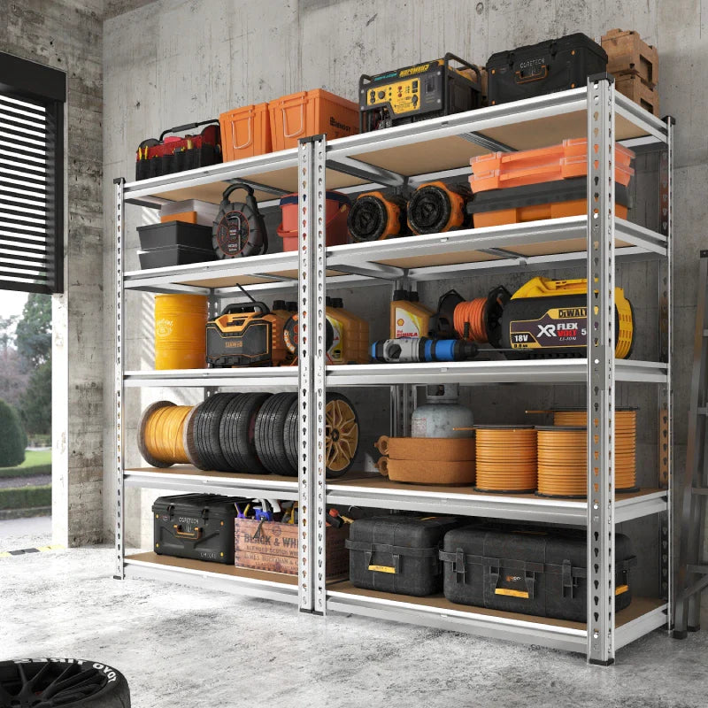 35.5"W Garage Shelving, 5-Tier Adjustable Metal Shelves, Storage Rack