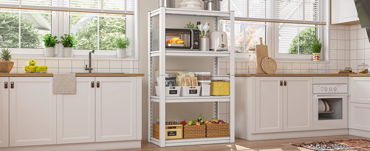 Raybee Durable Shelves, 57H, Ultra Sturdy. The Fully Adjustable Storage Metal Shelving Unit Can Hold Staggering 1600 lbs!&nbsp;