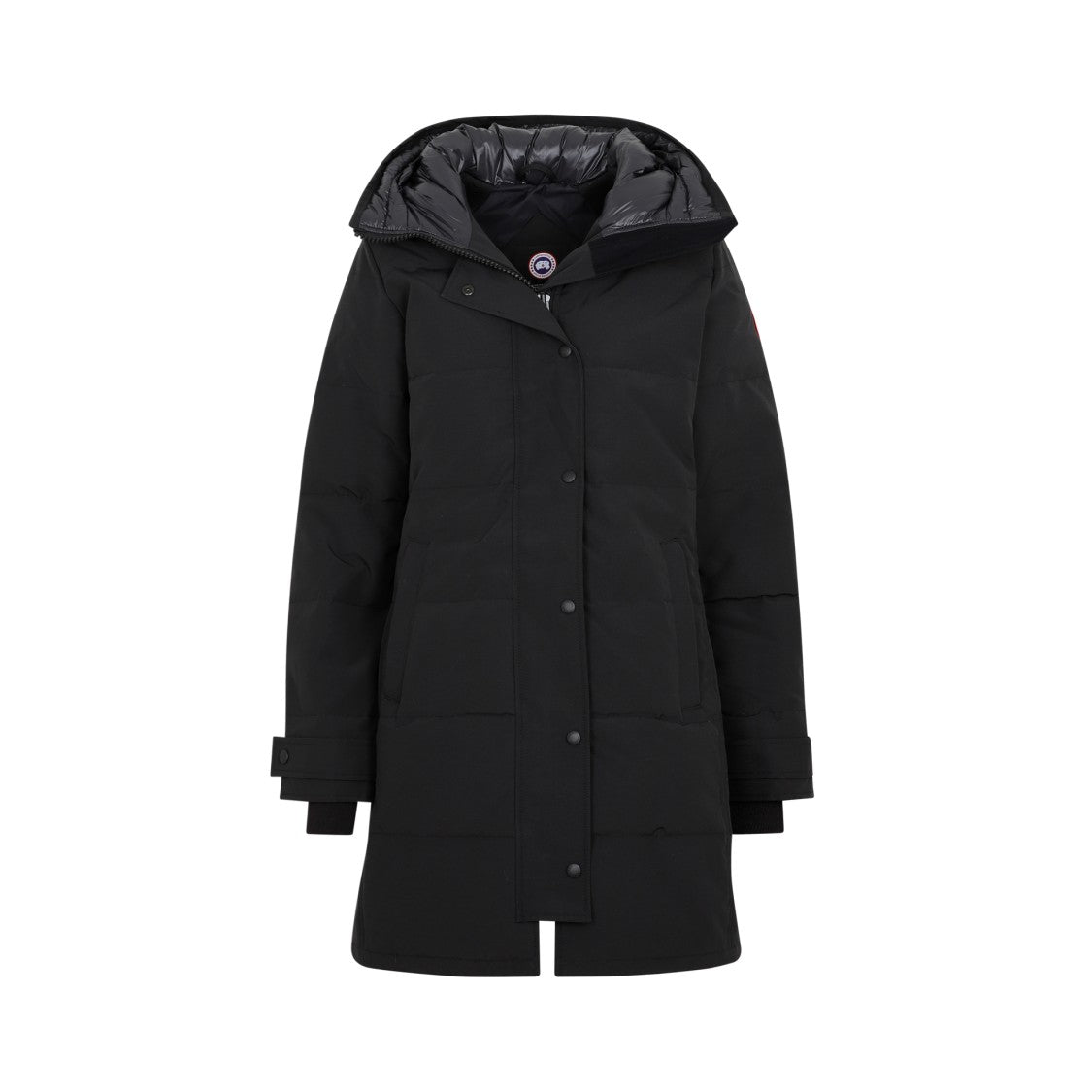 Quilted Black Parka With Down-Filled Hood