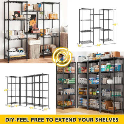 12''W Wire Shelving Units, Set of 2 Metal Shelf, Narrow Metal Shelf