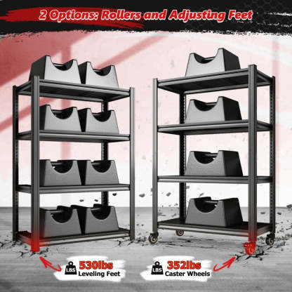 59.8"H 4-Tier Rolling Metal Shelving Rack 530LBS Adjustable Shelving Units