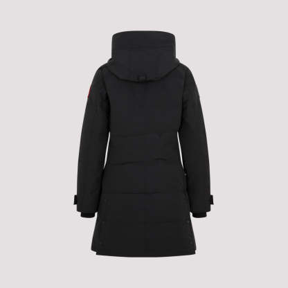 Quilted Black Parka With Down-Filled Hood