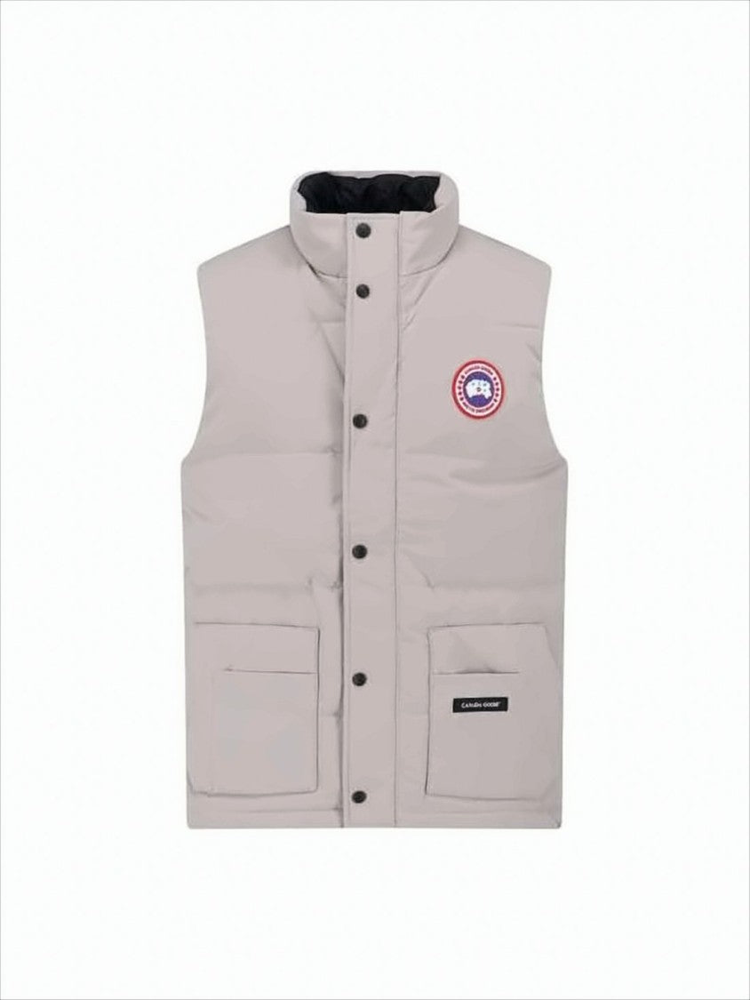 Padded Sleeveless Vest With High Collar