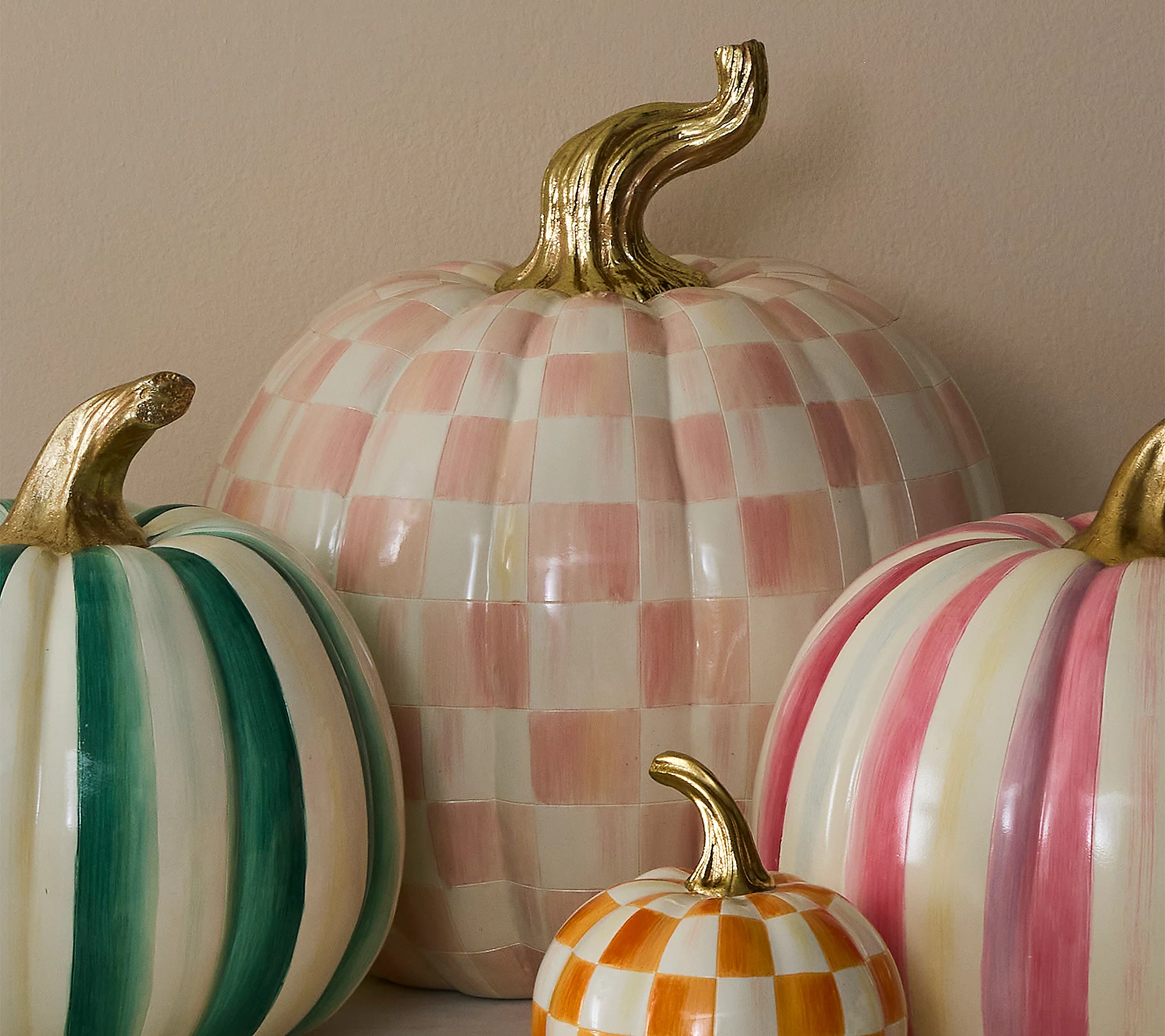 🎉Limited Time Promotion💝Buy 2 Get 2 FREE✨MacKenzie- Childs Medium Stripe and Large Check Pumpkins