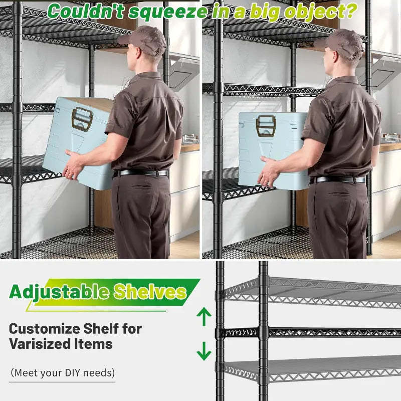 35.6"W Wire Shelving Units, 5-Tier Adjusatble, 1510lbs Metal Wire Rack