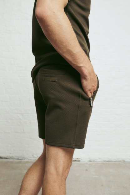 Textured Shorts - Burnt Olive