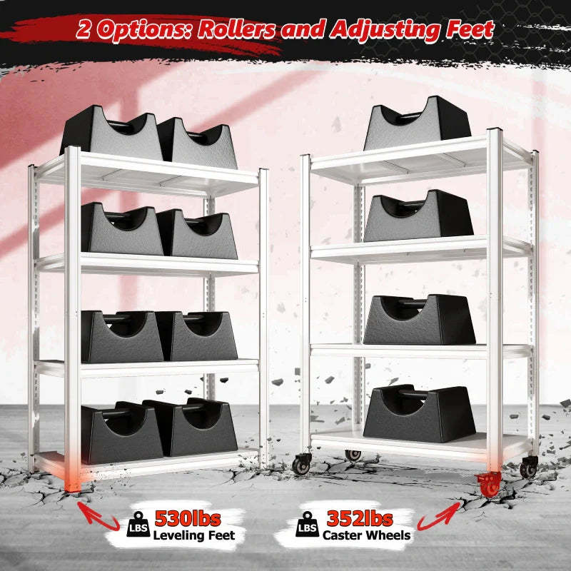 59.8"H 4-Tier Rolling Metal Shelving Rack 530LBS Adjustable Shelving Units