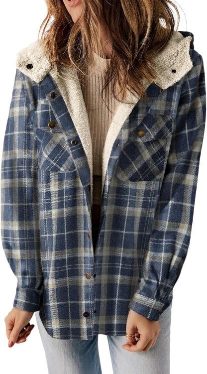🔥Last day of limited-time offer⏰Women's Plaid / Flannel Houndstooth Print Button Front Hooded Coat