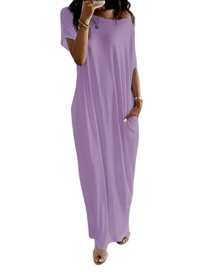 Women's Solid Color Batwing Sleeve Lounge Dress