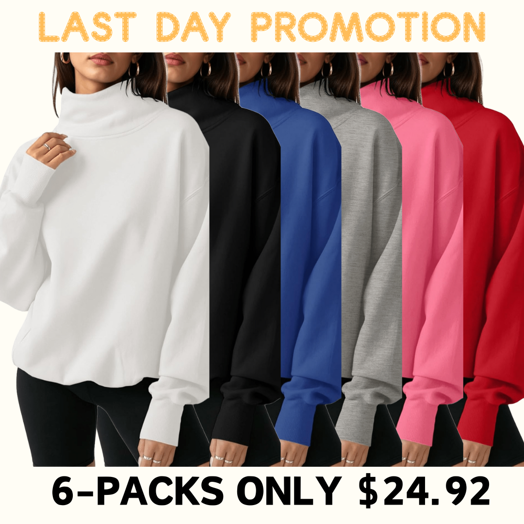 🔥Last day of limited-time offer⏰Women's Oversized Turtleneck Sweatshirt Long Sleeve Pullover Casual Tops
