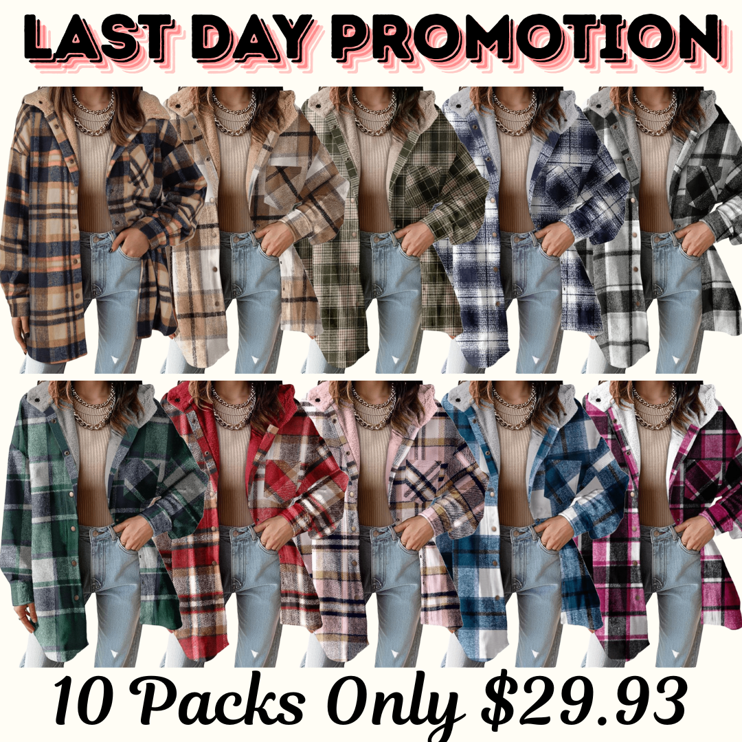 Women's Flannel Hooded Plaid 2026 Shacket Thick Coat Winter Coat for Warmth Button down Warm and Fuzzy Fleece Jacket