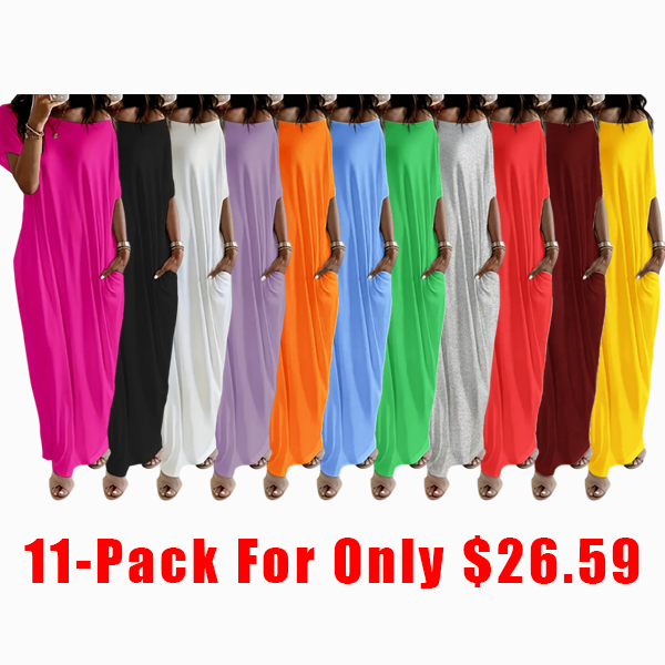 Women's Solid Color Batwing Sleeve Lounge Dress