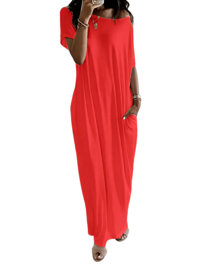 Women's Solid Color Batwing Sleeve Lounge Dress