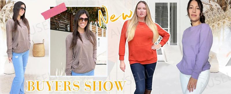 AUSELILY Women's Crewneck Hoodless Sweatshirt With Kangaroo Pocket  Fleece Longsleeve Oversized Casual Style Shirt  Lightweight Pullover 2025 Xmas Gift