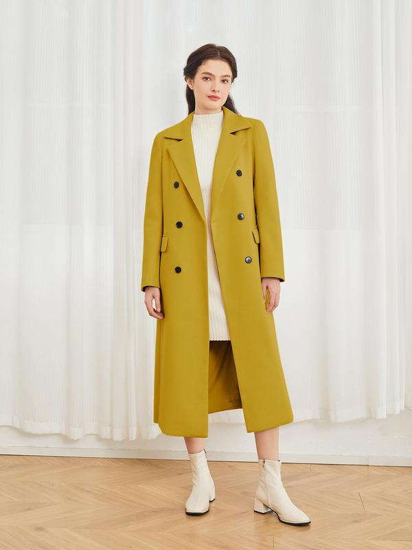 🔥Last day promotion⏰Women's Solid Color Double Button Pocket Overcoat