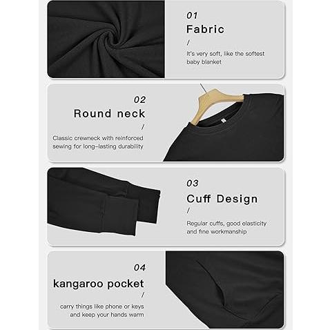 AUSELILY Women's Crewneck Hoodless Sweatshirt With Kangaroo Pocket  Fleece Longsleeve Oversized Casual Style Shirt  Lightweight Pullover 2025 Xmas Gift