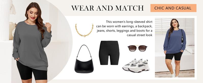 AUSELILY Women's Crewneck Hoodless Sweatshirt With Kangaroo Pocket  Fleece Longsleeve Oversized Casual Style Shirt  Lightweight Pullover 2025 Xmas Gift