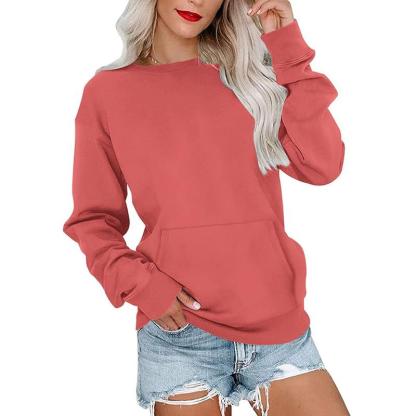 Women's Crewneck Hoodless Sweatshirt With Kangaroo Pocket  Fleece Longsleeve Oversized Casual Style Shirt  Lightweight Pullover 2025 Xmas Gift