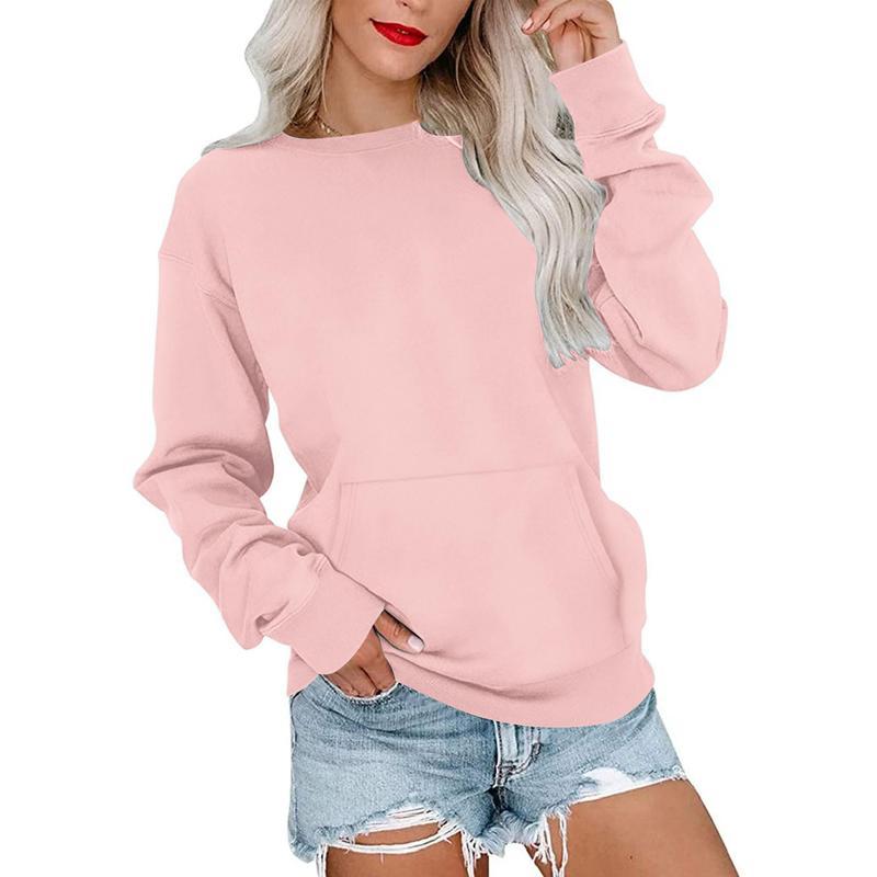 Women's Crewneck Hoodless Sweatshirt With Kangaroo Pocket  Fleece Longsleeve Oversized Casual Style Shirt  Lightweight Pullover 2025 Xmas Gift