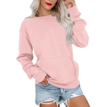 Women's Crewneck Hoodless Sweatshirt With Kangaroo Pocket  Fleece Longsleeve Oversized Casual Style Shirt  Lightweight Pullover 2025 Xmas Gift