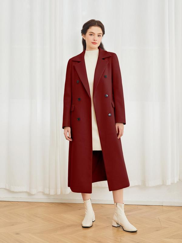 🔥Last day promotion⏰Women's Solid Color Double Button Pocket Overcoat
