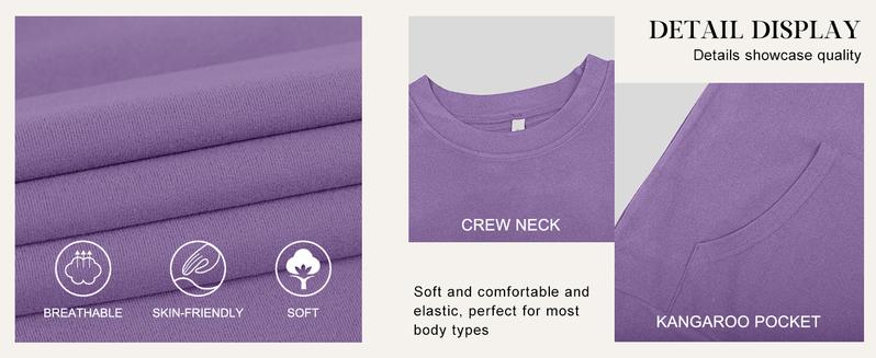 AUSELILY Women's Crewneck Hoodless Sweatshirt With Kangaroo Pocket  Fleece Longsleeve Oversized Casual Style Shirt  Lightweight Pullover 2025 Xmas Gift