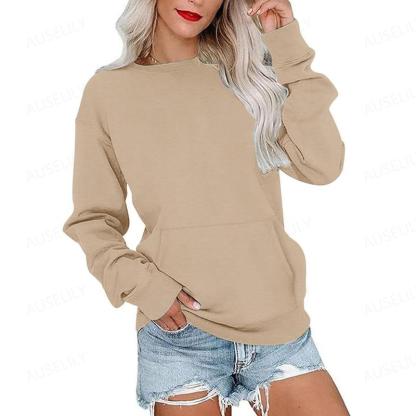 Women's Crewneck Hoodless Sweatshirt With Kangaroo Pocket  Fleece Longsleeve Oversized Casual Style Shirt  Lightweight Pullover 2025 Xmas Gift
