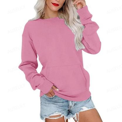 Women's Crewneck Hoodless Sweatshirt With Kangaroo Pocket  Fleece Longsleeve Oversized Casual Style Shirt  Lightweight Pullover 2025 Xmas Gift