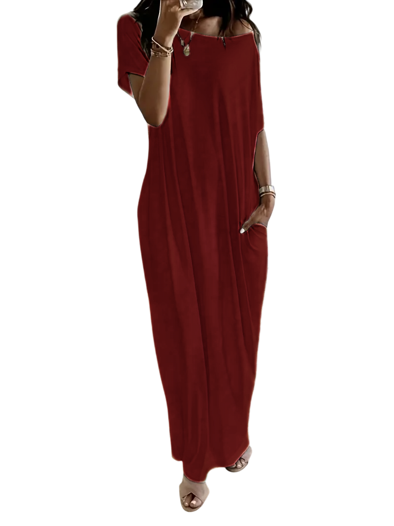 Women's Solid Color Batwing Sleeve Lounge Dress