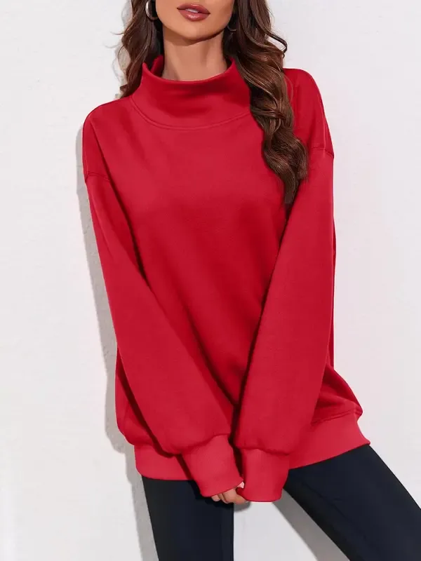 🔥Last day of limited-time offer⏰Women's Oversized Turtleneck Sweatshirt Long Sleeve Pullover Casual Tops