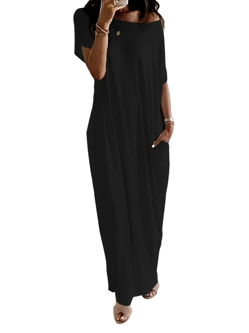 Women's Solid Color Batwing Sleeve Lounge Dress