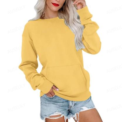 Women's Crewneck Hoodless Sweatshirt With Kangaroo Pocket  Fleece Longsleeve Oversized Casual Style Shirt  Lightweight Pullover 2025 Xmas Gift