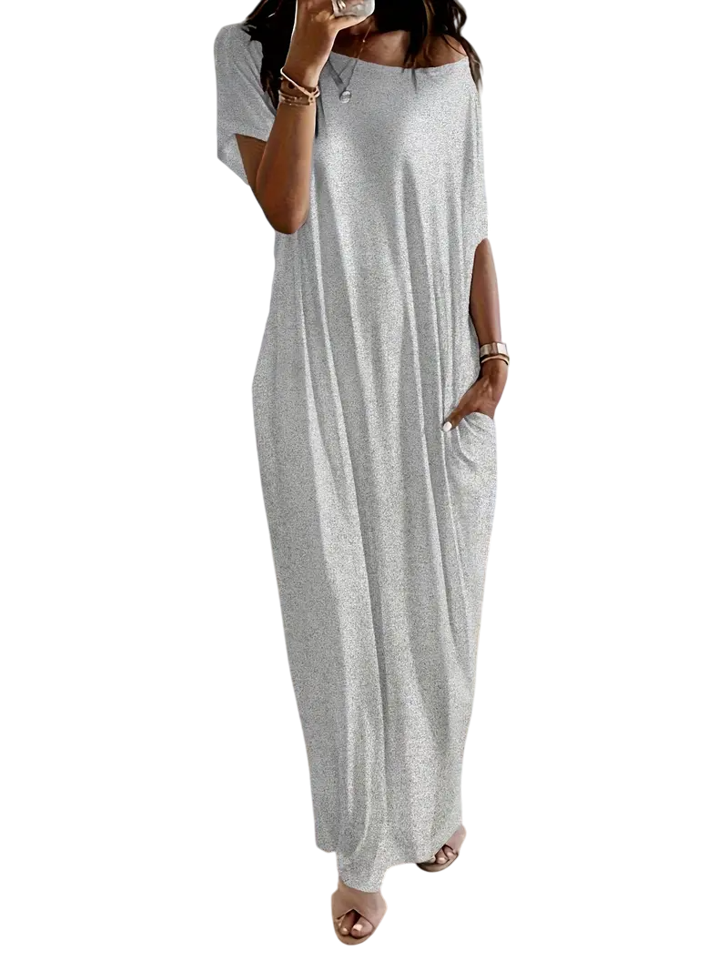 Women's Solid Color Batwing Sleeve Lounge Dress