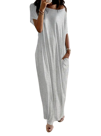 Women's Solid Color Batwing Sleeve Lounge Dress