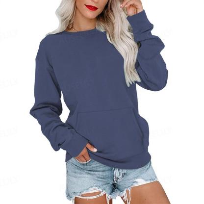 Women's Crewneck Hoodless Sweatshirt With Kangaroo Pocket  Fleece Longsleeve Oversized Casual Style Shirt  Lightweight Pullover 2025 Xmas Gift
