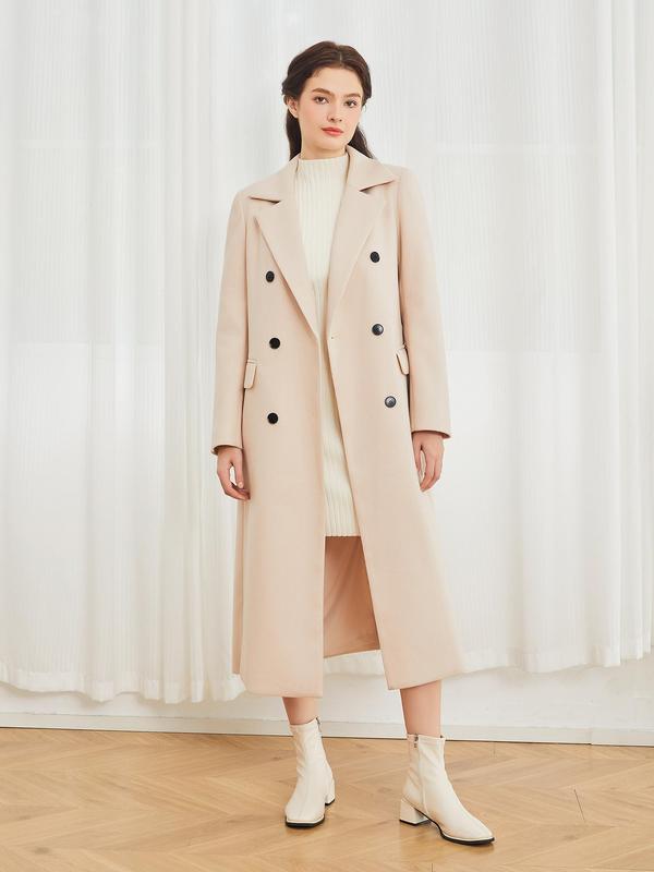 🔥Last day promotion⏰Women's Solid Color Double Button Pocket Overcoat