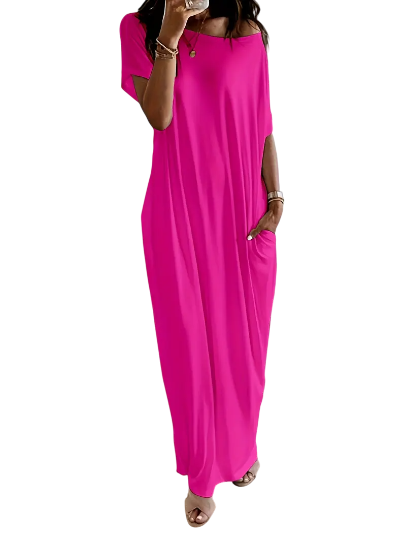 Women's Solid Color Batwing Sleeve Lounge Dress